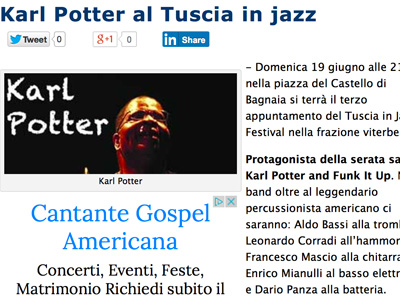 Karl Potter al Tuscia in jazz